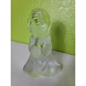 Vintage Viking Hand Made Glass ~ Frosted Praying Boy Bookend-MARKED Decor